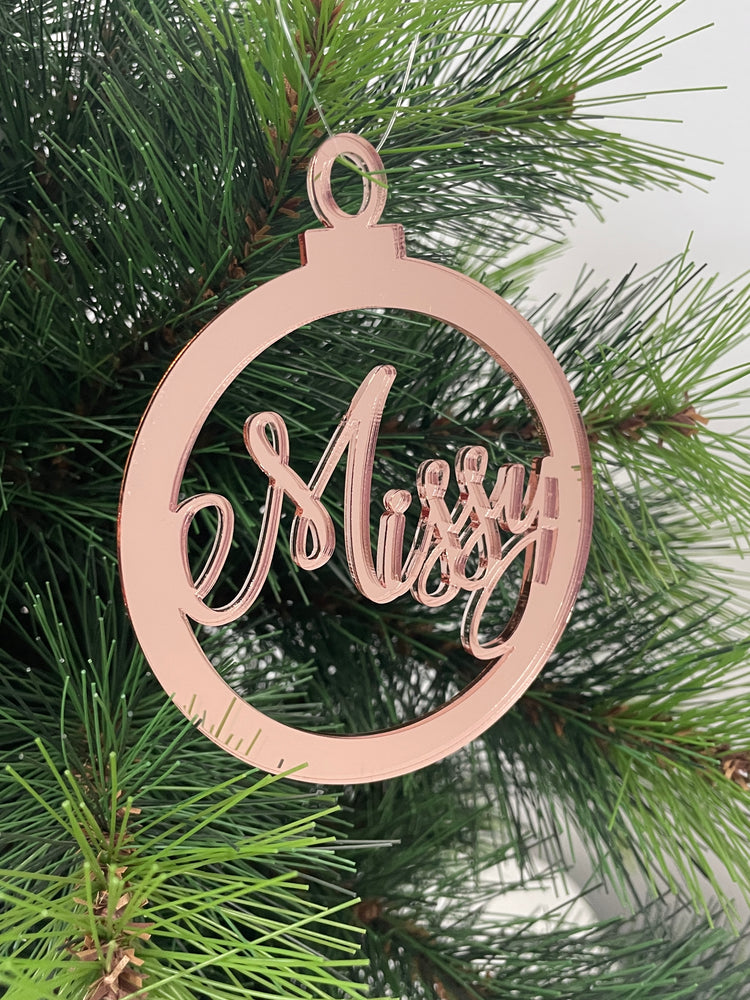 Laser-cut Cursive Name Bauble | Personalised Christmas Ornament