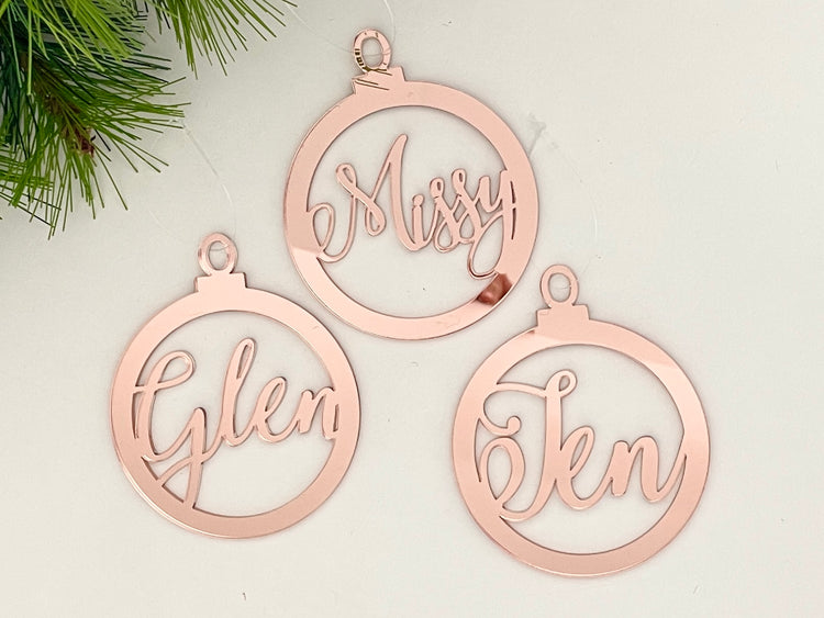 Laser-cut Cursive Name Bauble | Personalised Christmas Ornament