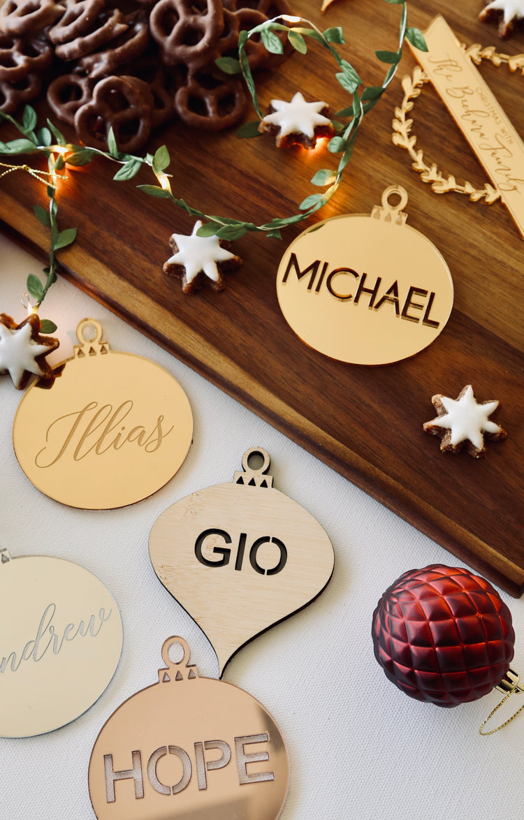Laser-cut Name Droplet | Personalised Christmas Ornament