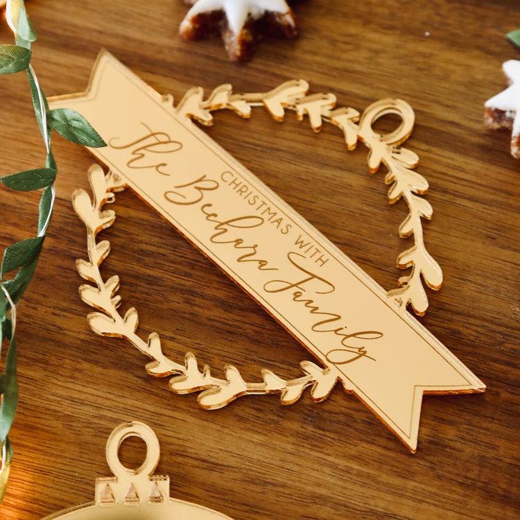 Small Family Wreath Personalised Ornament acrylic