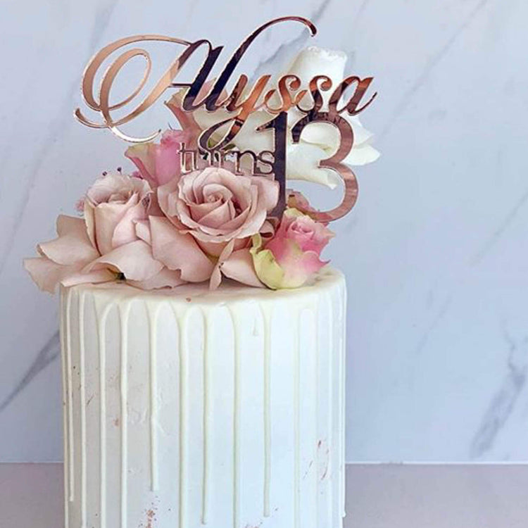 Name Turns Age Personalised Cake Topper | Little Event Boutique