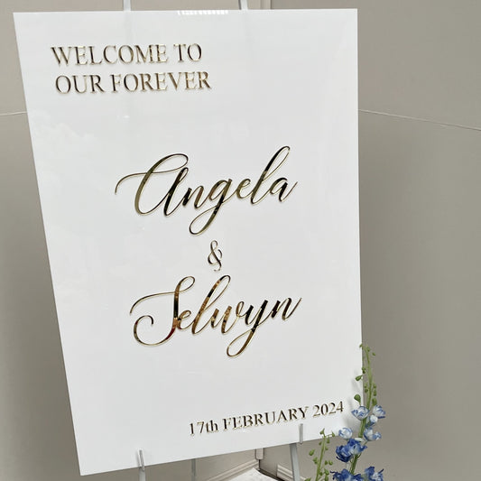 White 3D Acrylic Welcome Sign