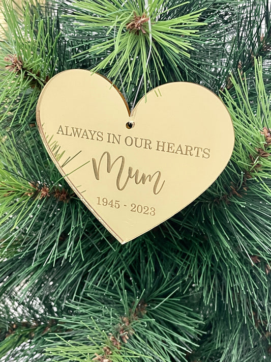 Engraved 'Always In Our Hearts' Name Ornament | Personalised Memory Christmas Ornament