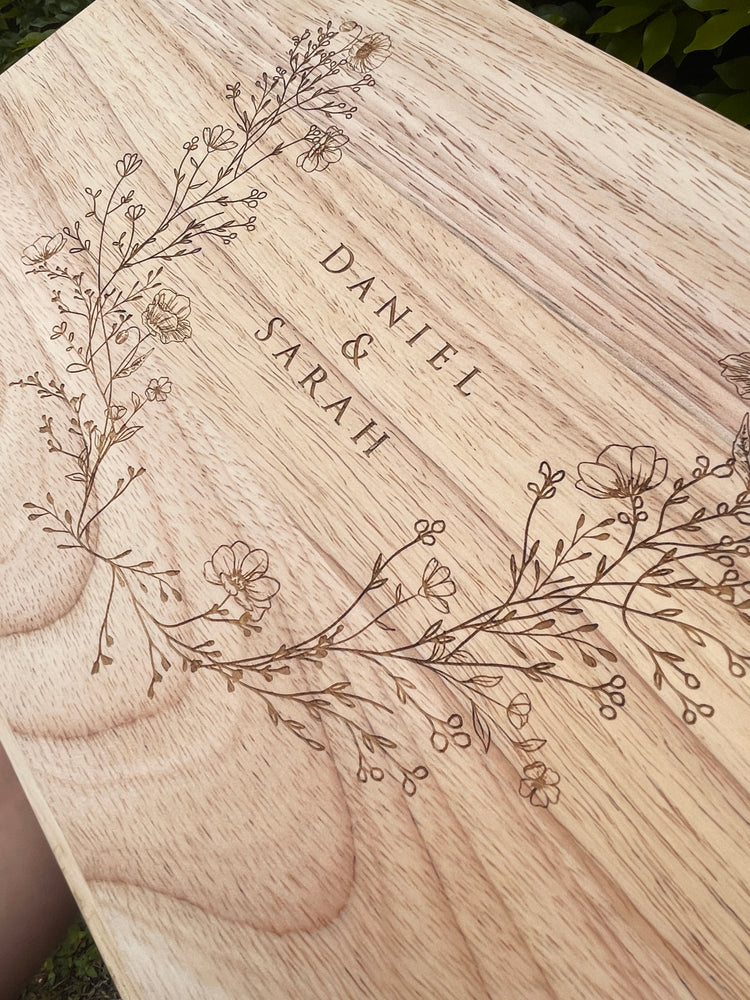 Spring Floral Personalised Wooden Serving Board
