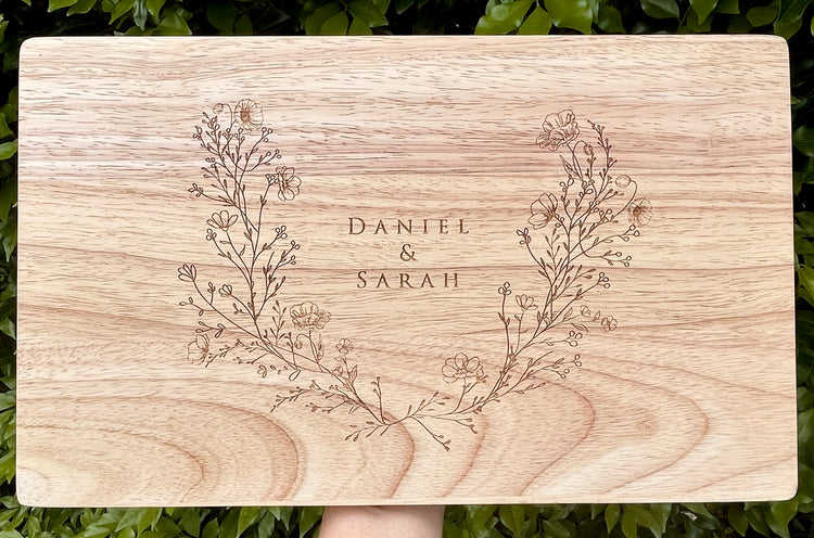 Spring Floral Personalised Wooden Serving Board