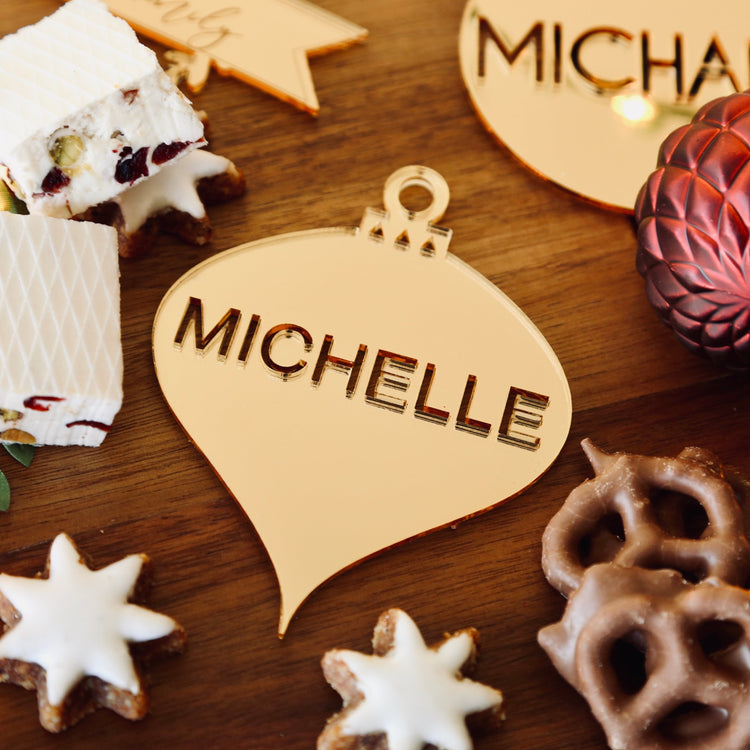 Laser-cut Name Droplet | Personalised Christmas Ornament