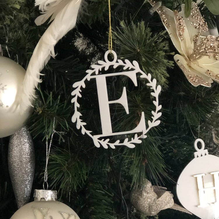 Wreath Initial Personalised Ornament acrylic