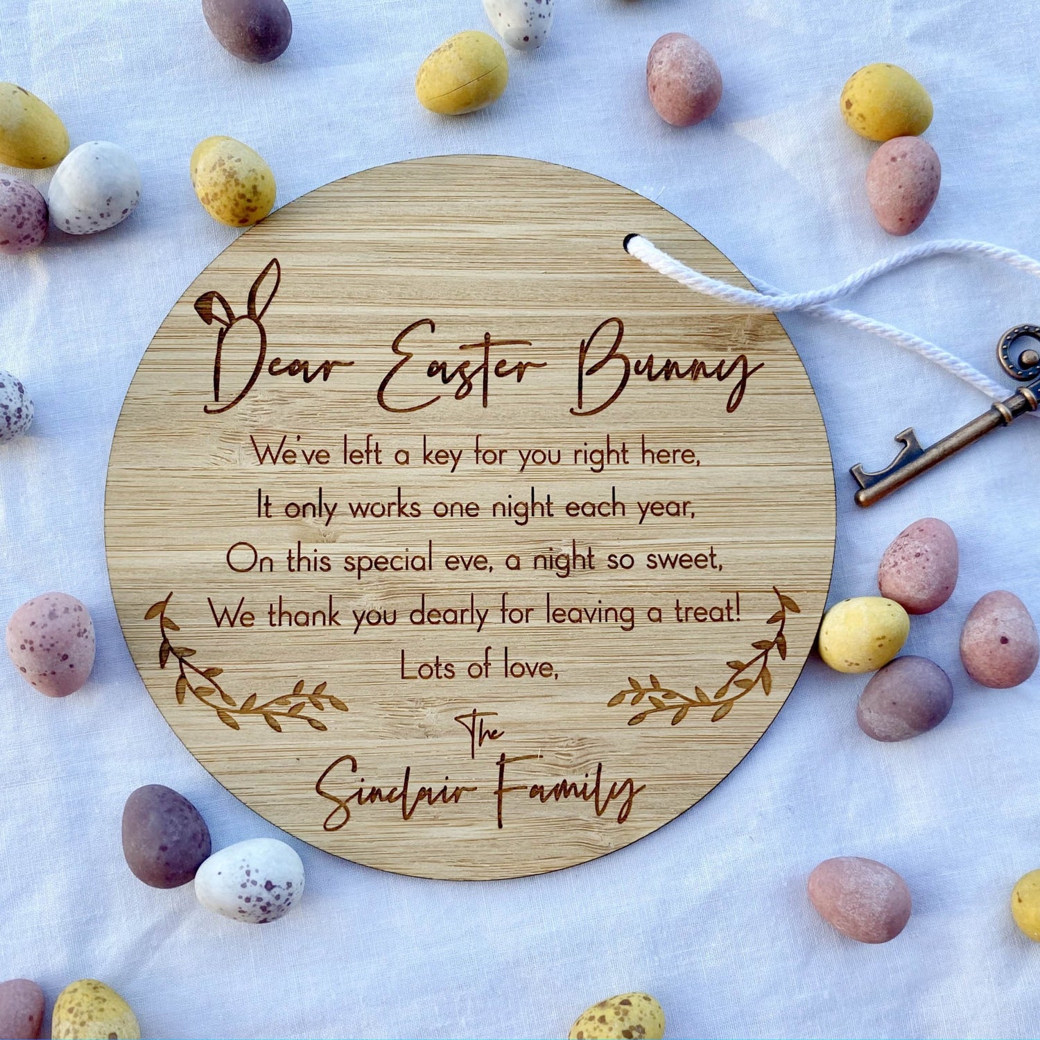 Easter Bunny Key Personalised Plaque