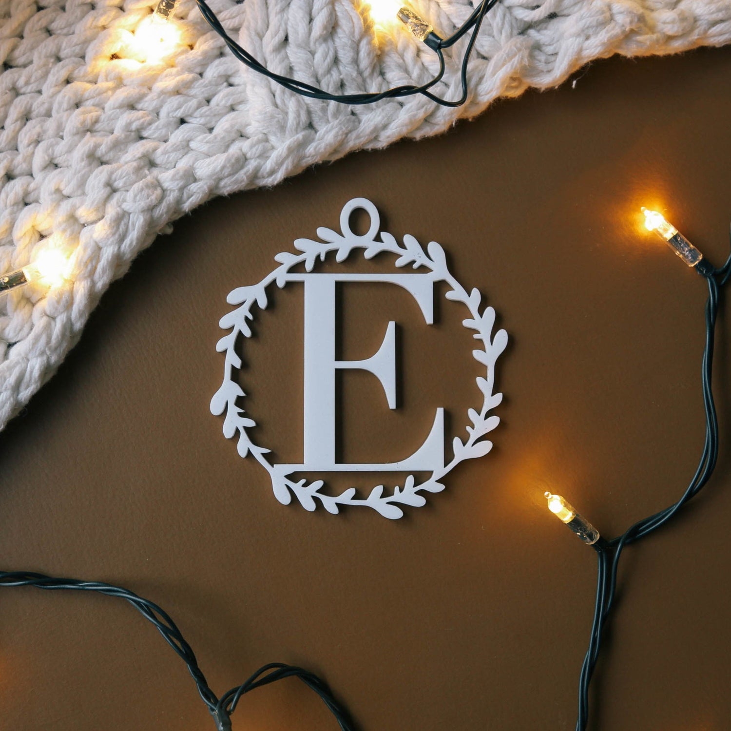 Wreath Initial Personalised Ornament acrylic